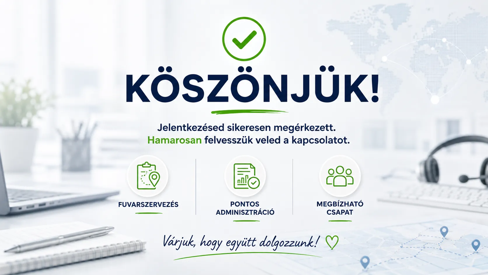 Köszönjük oldal speditör